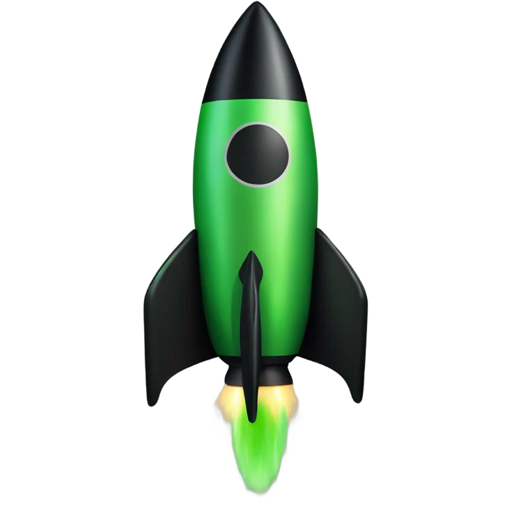 green and black rocket ship emoji