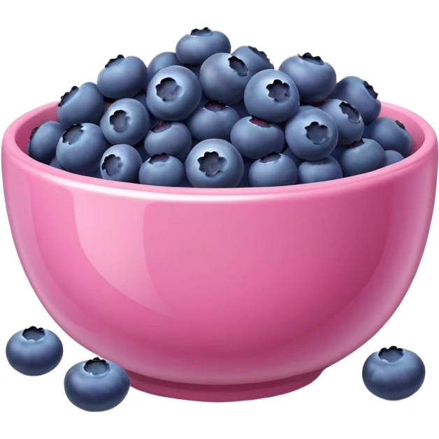 super realistic small pink bowl of blueberries emoji