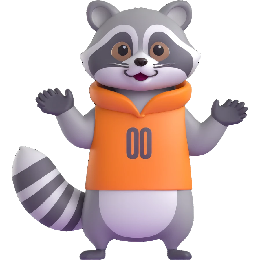 raccoon waving enthusiastically emoji