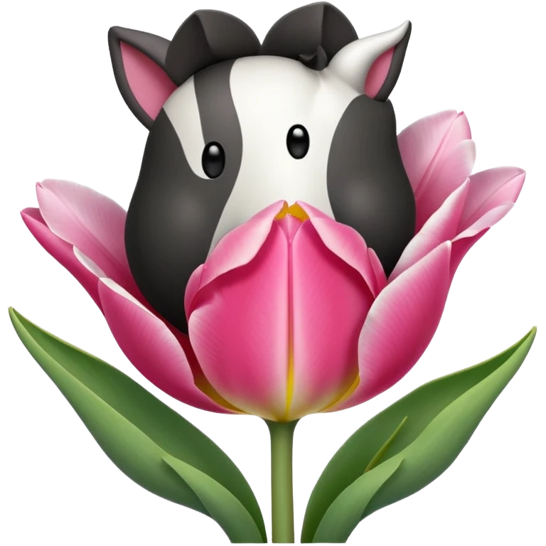 Oveja con un tulipán de color rosa emoji