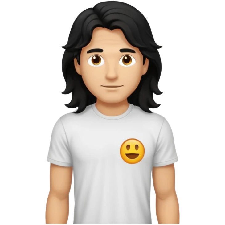 Männlich, lange gewellte schwarze Haare, Hautfarbe stark gebräunt emoji
