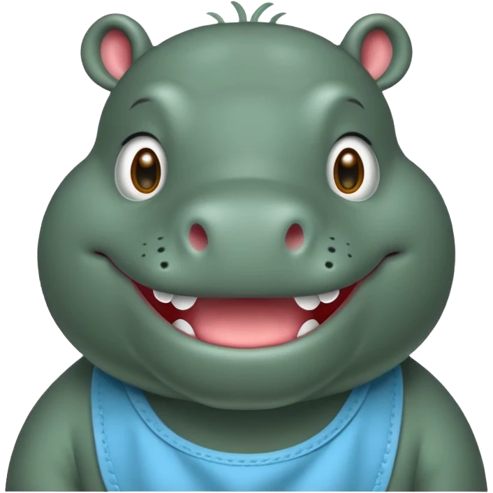 Green bib hippo emoji