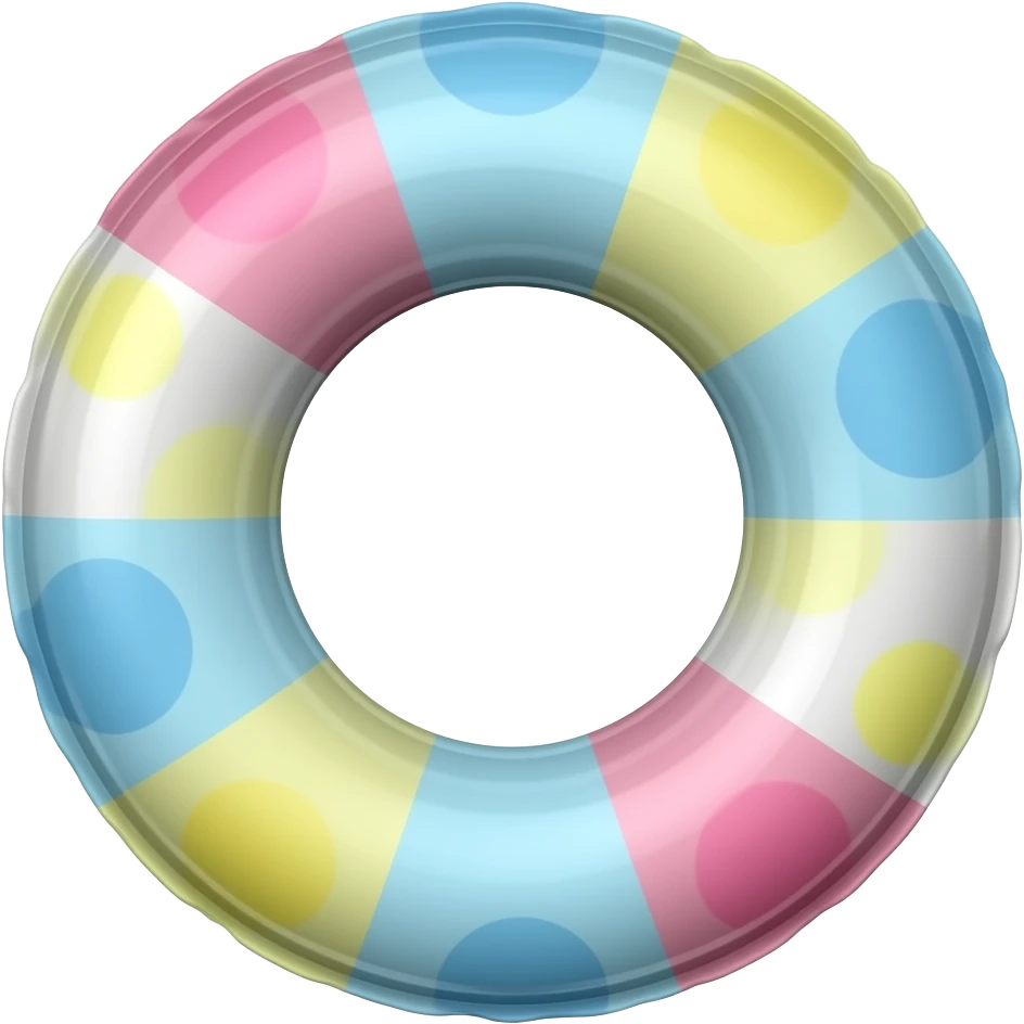 inflatable pool float object icon, colorful swimming ring, glossy plastic texture, summer vibe, 3D cartoon, mobile game icon style, centered, clean background, no text, no watermark, sode view emoji