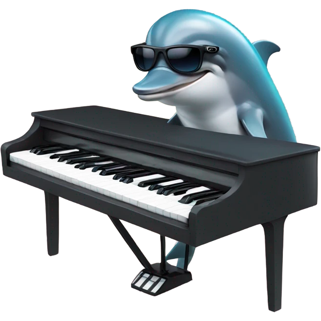 Dolphin with sunglasses playing the keyboard  emoji