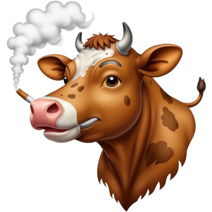 Brown cow smoking emoji