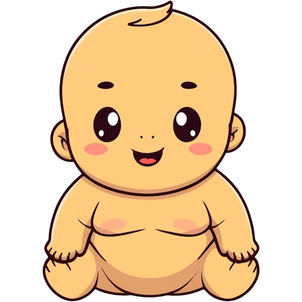 Adorable black baby with chubby face, bright eyes, intelligent look, smiling happily emoji