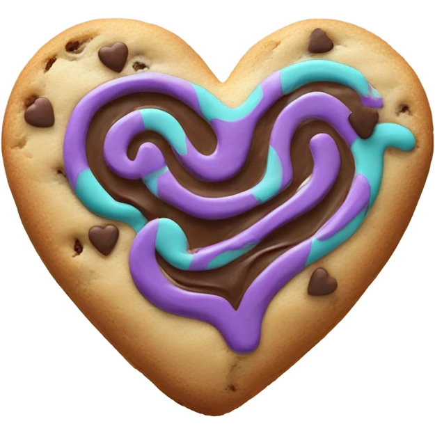 Purple teal chocolate chip heart cookie emoji