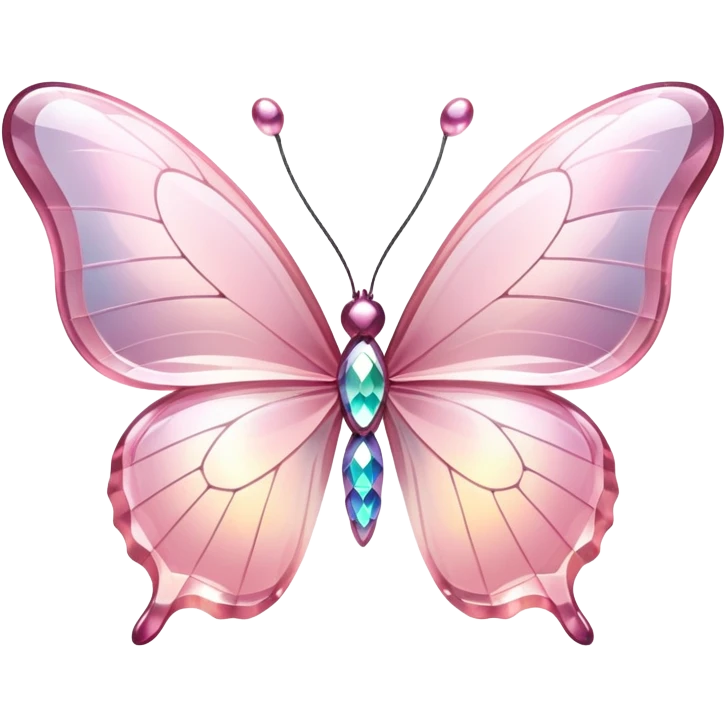 Light pink rainbow glass crystal butterfly emoji