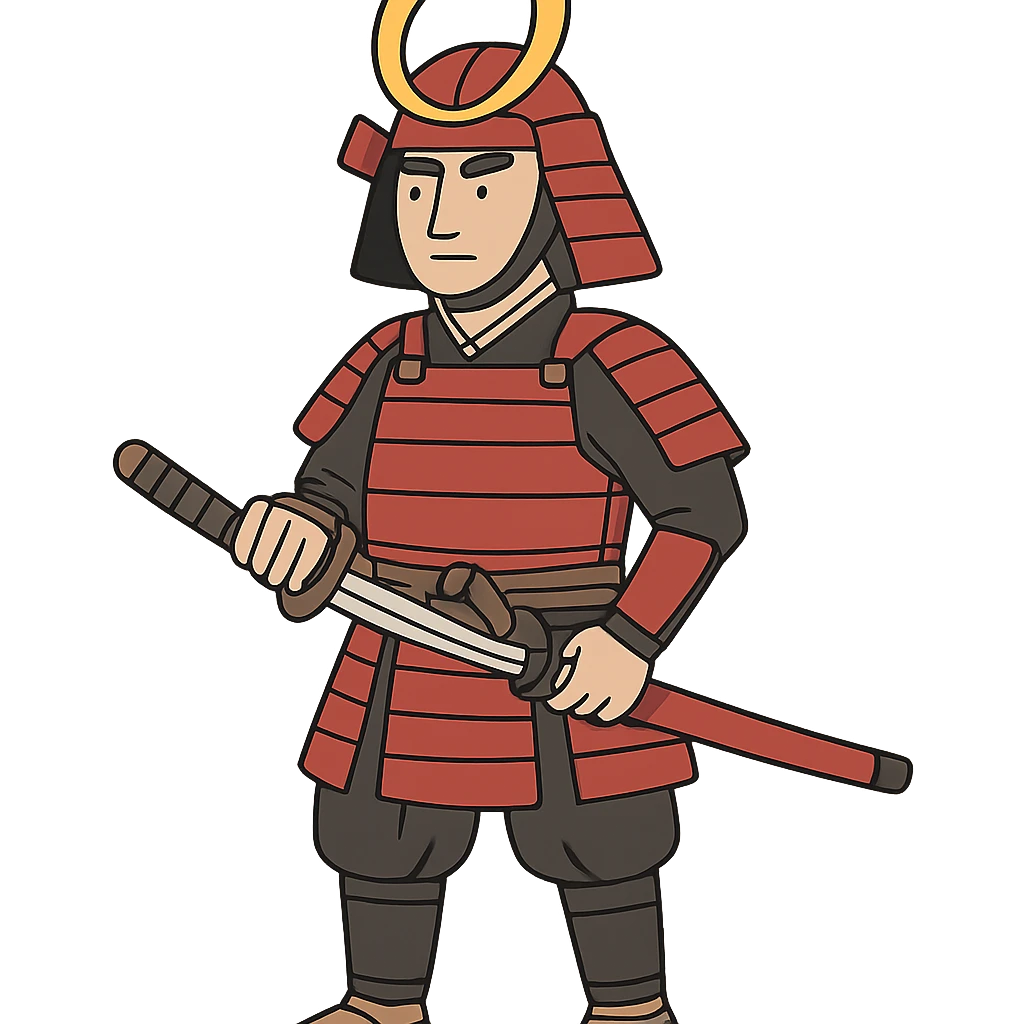 flat toon style Japanese samurai warrior emoji