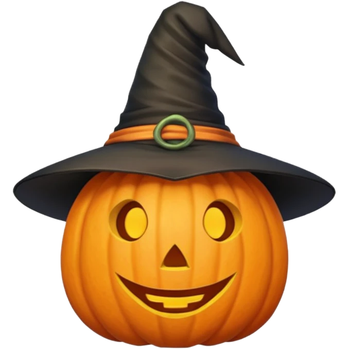Cute Pumpkin wearing a witch hat emoji