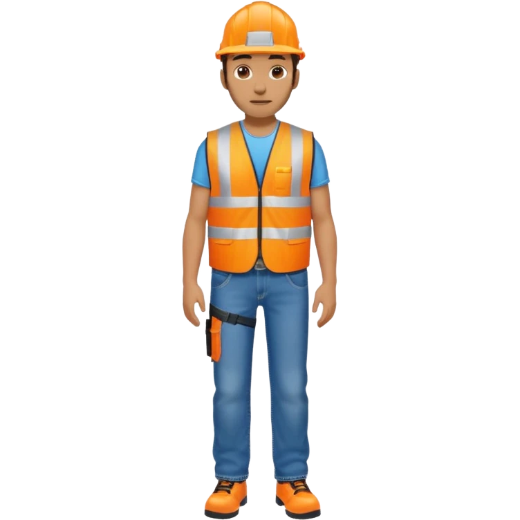 man in orange hi vis vest and jeans, standing full body emoji