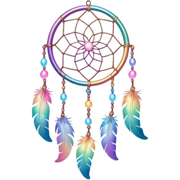 Iridescent pastel rainbow colorful transparent bright light luminescent dream-catcher  emoji