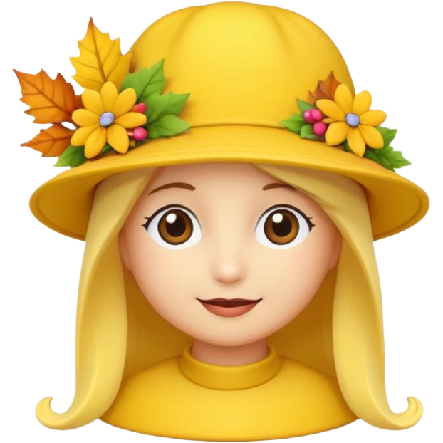 hat with autumn leaves and flowers, 3d emogis emoji