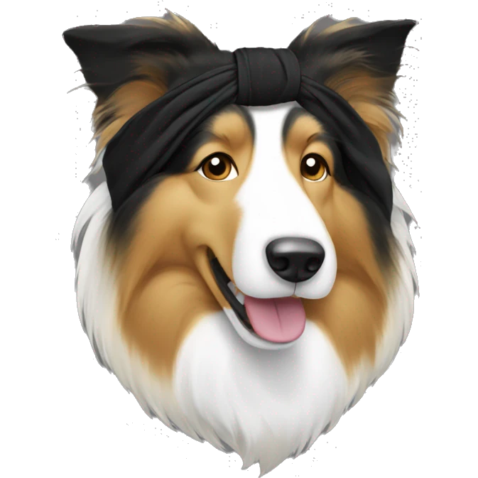 Rough collie in a black bandanna  emoji