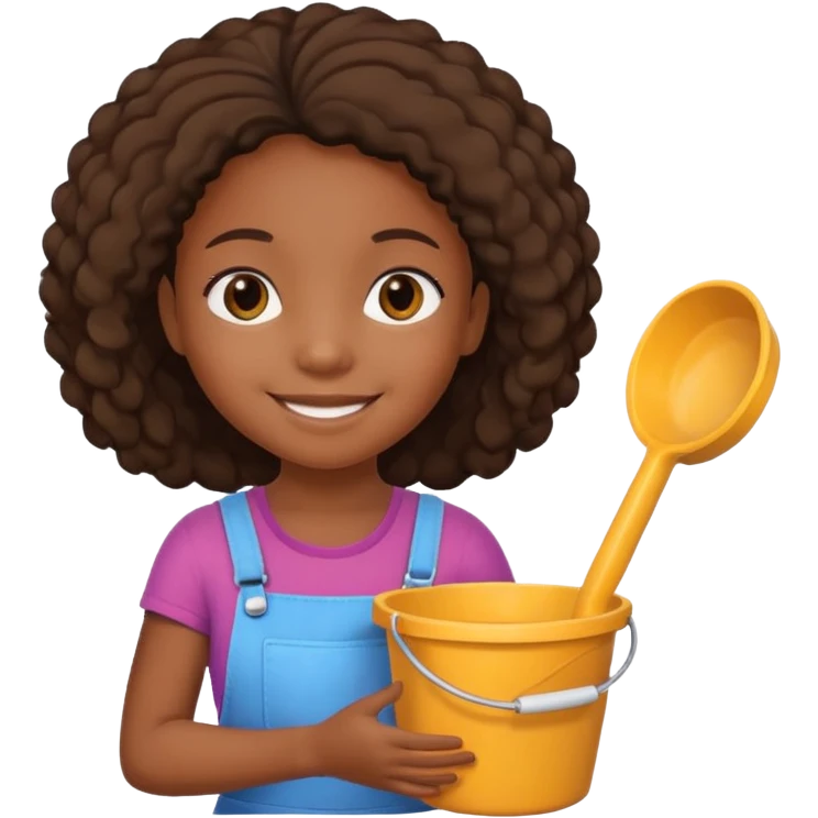 black kid girl with toy sand bucket emoji