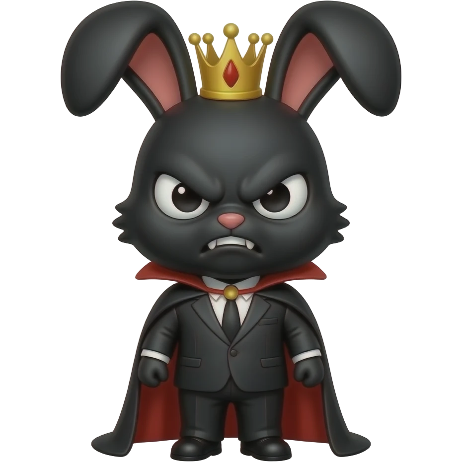 bunny black animal kid villain angry king crown suit black emoji