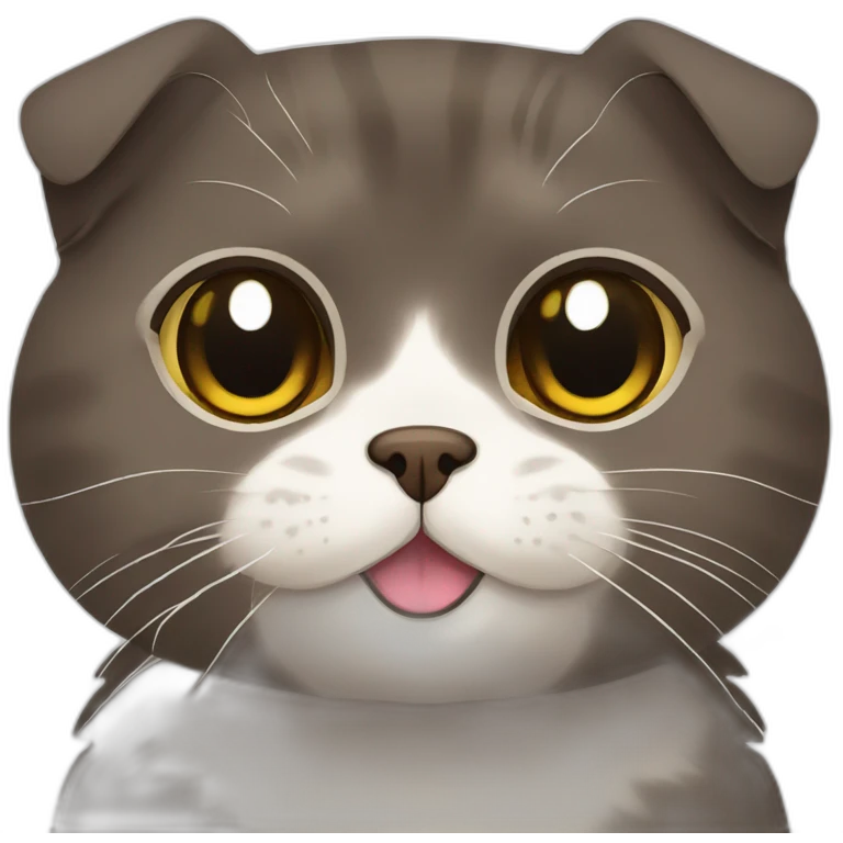 Dark brown Scottish fold breed cat emoji