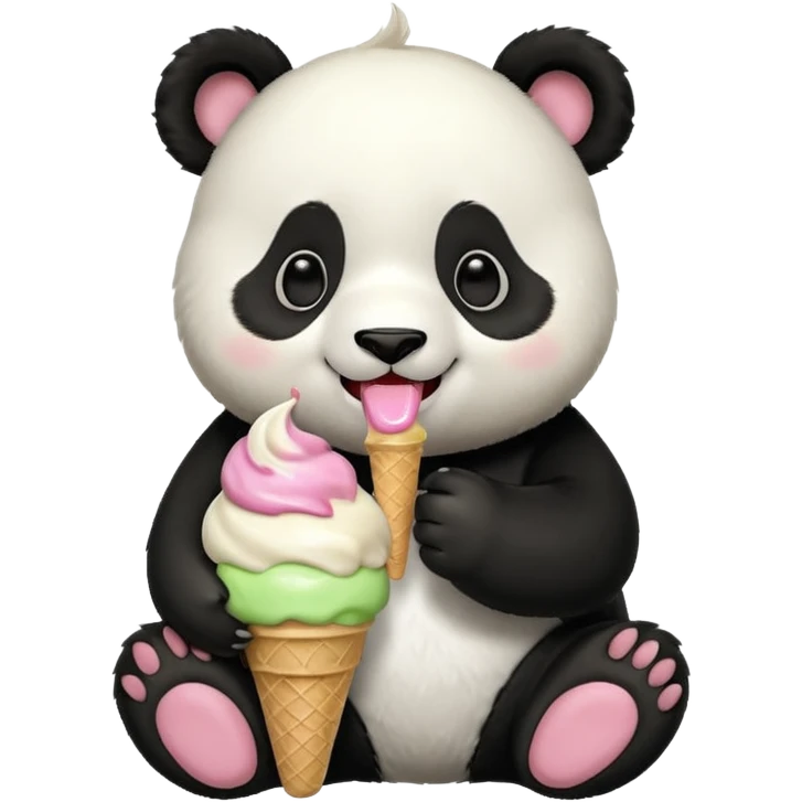 Panda eating ice cream emoji