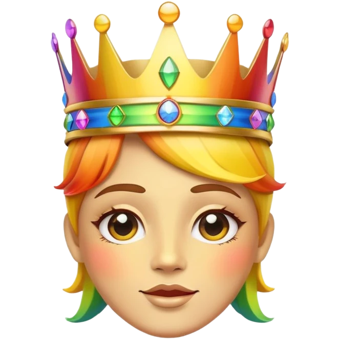 yellow face with rainbow crown, fabulous expression, pride symbols emoji