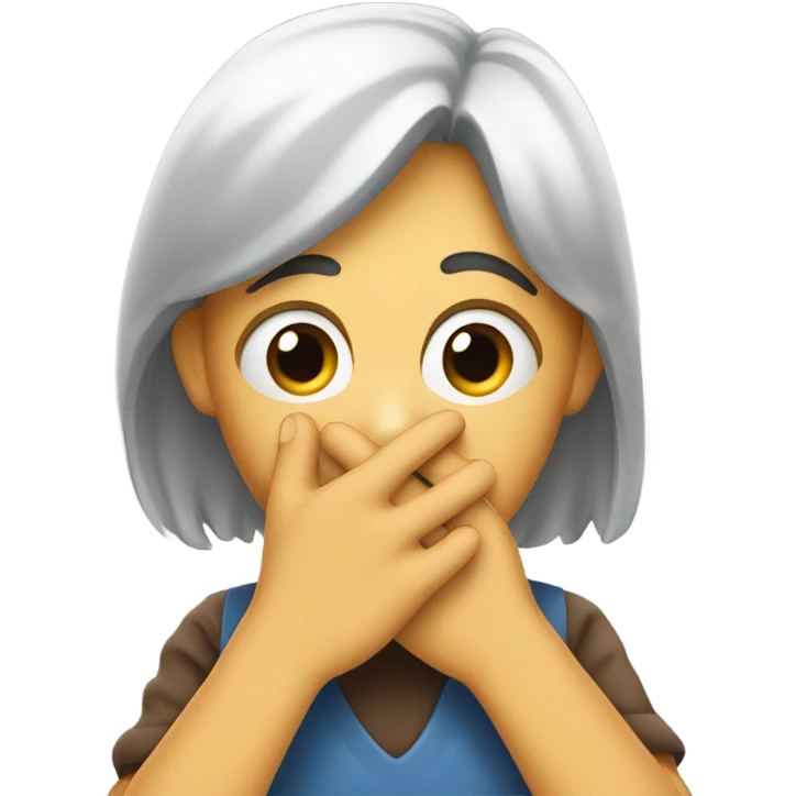 Hand over mouth as in shock emoji