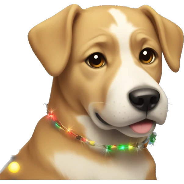 A dog with Christmas lights emoji