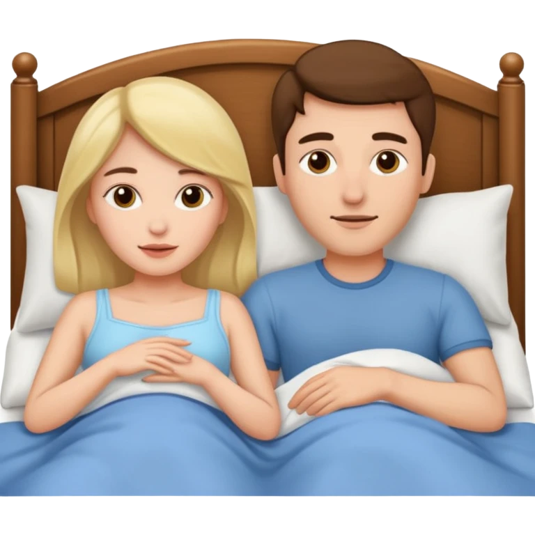 Man and woman laying in bed emoji