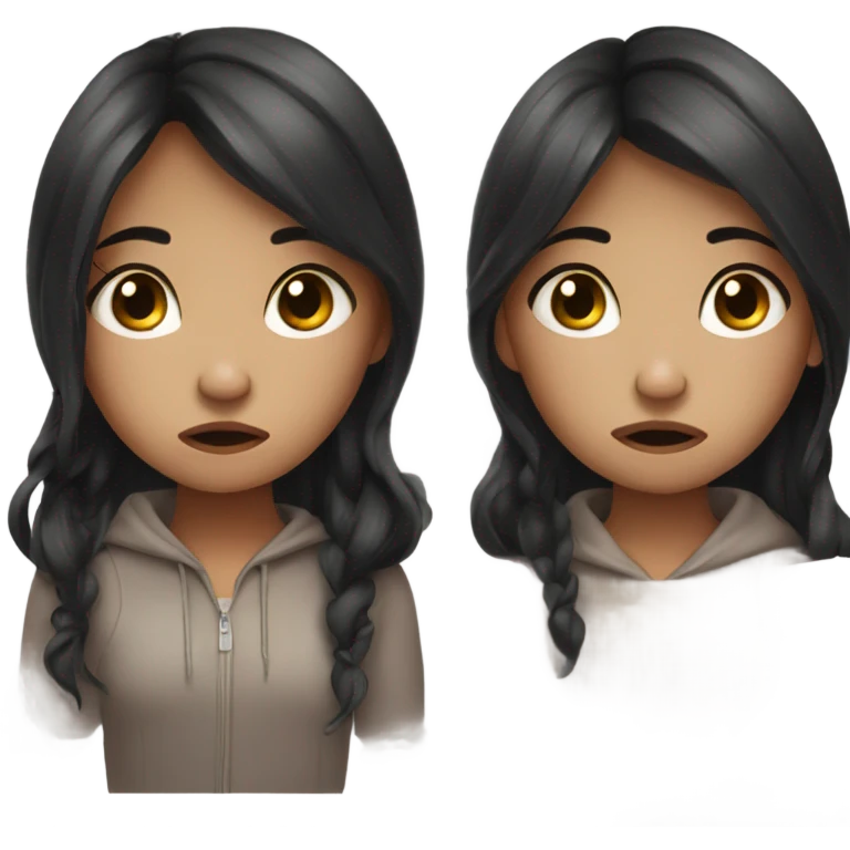 A girl with dark hair is crying emoji