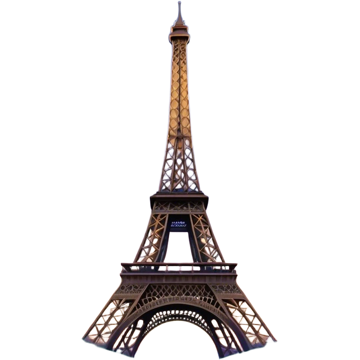 Cinematic Realistic Eiffel Tower Landmark Emoji, featuring the iron lattice structure illuminated against a twilight Parisian sky emoji