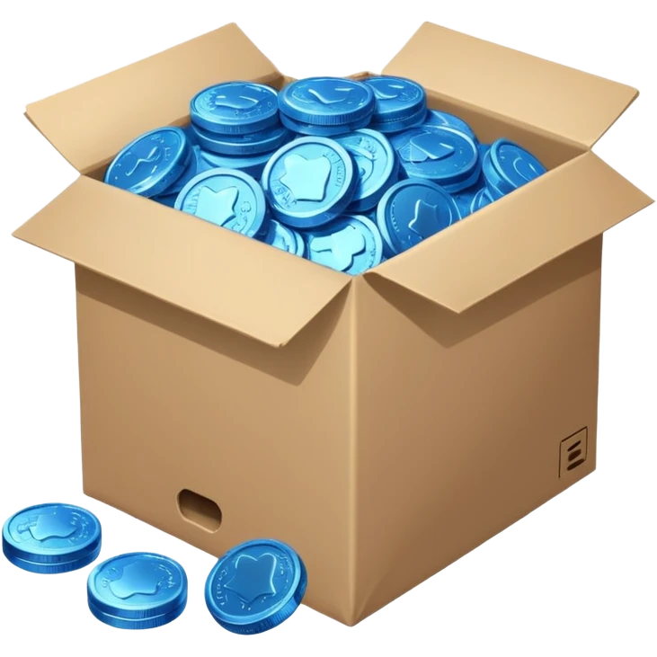 blue coins credit in a package emoji