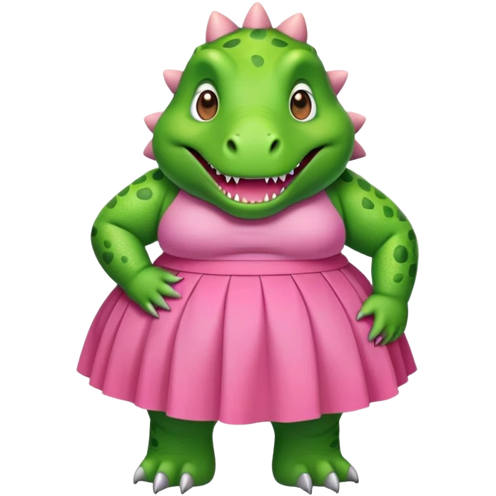 fat dinosaur in skirt emoji