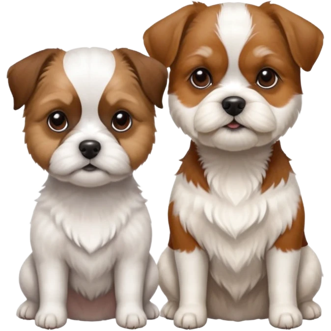 two dogs sitting next to each other: one jack rassel, one shizu emoji