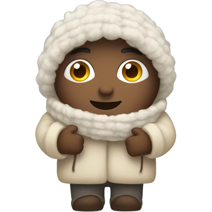 Warm Hug Emoji – A cozy, open-armed character with a fluffy scarf, conveying a hug that feels like being wrapped in a blanket. emoji