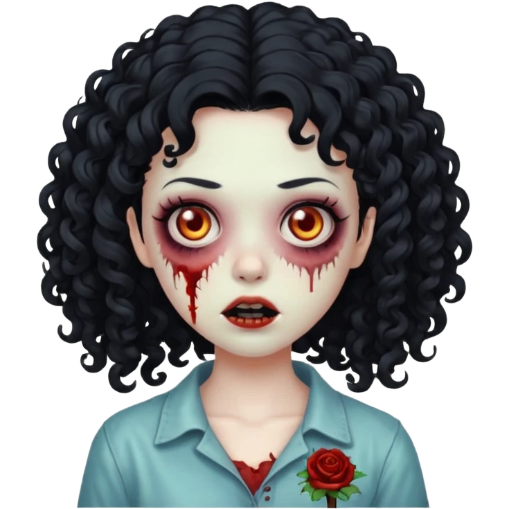 zombie curly girl black hair emoji
