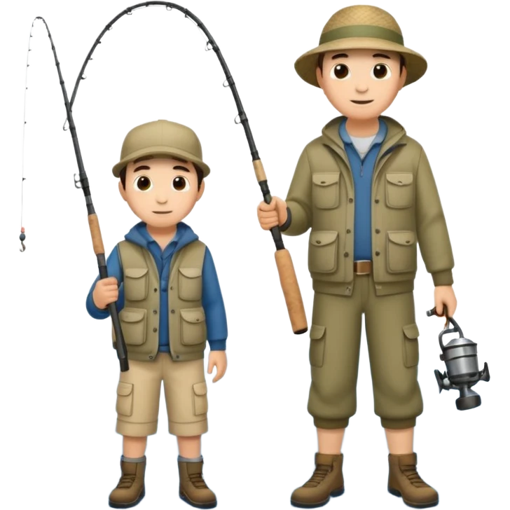 father and son fishing, full body emoji