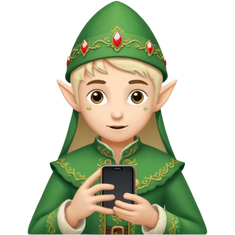 elf with russia custome dress and smartphone emoji