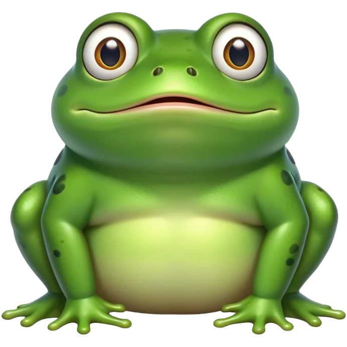 fat green frog with bulging eyes and surprised expression emoji