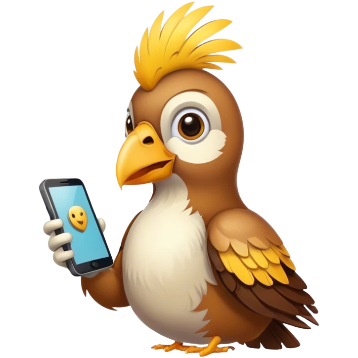 Bird playing a phone game  emoji