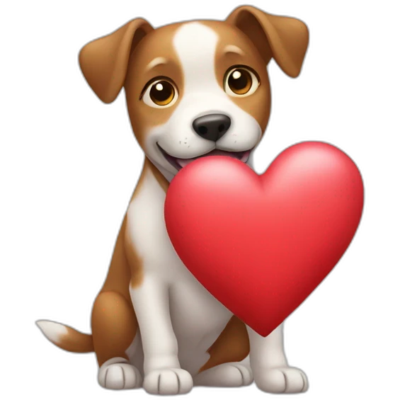 dog holding heart emoji