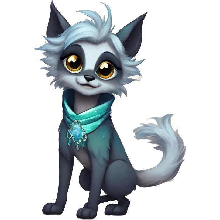 Cool cute Kawaii edgy fantasy animal sparkle fursona Fionbri by griffsnuff & LiLaiRa & Falvie full body emoji