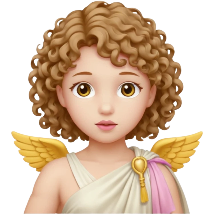 Cupid in soft pink, beige and yellow pastel light emoji