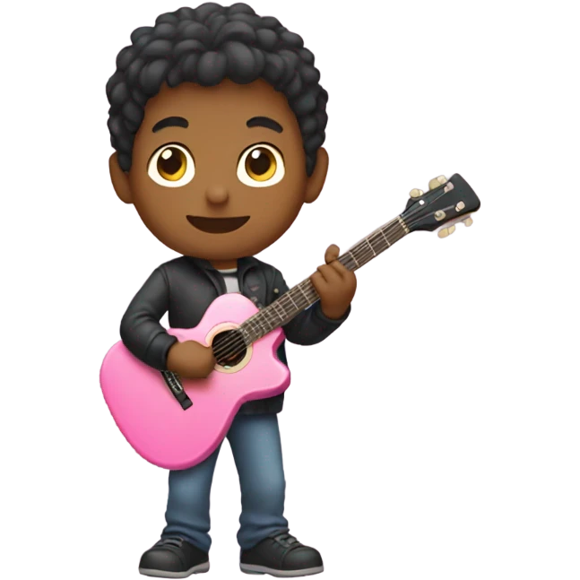 Boy with pink guitar emoji