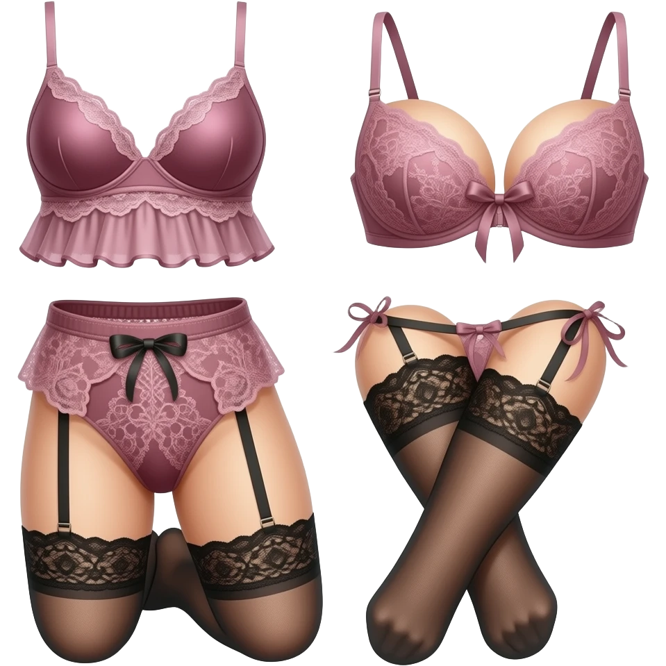 Sexy lingerie bra and panty with stockings emoji