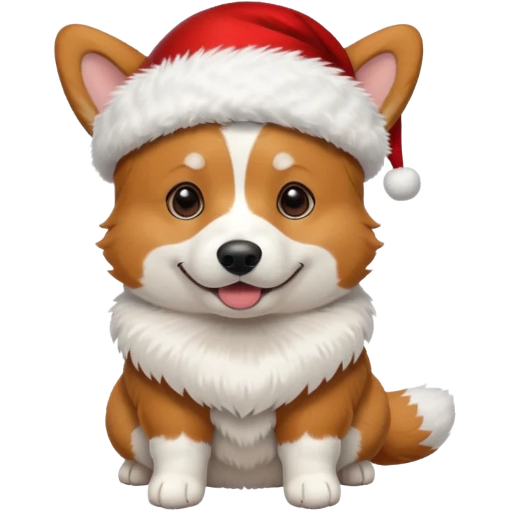 tricolor corgi with santa hat on emoji