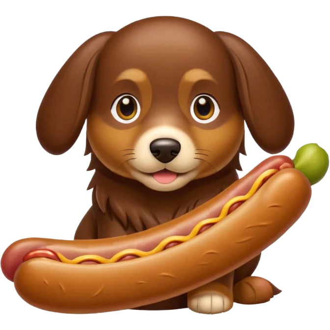 Perro salchicha de pelo largo cachorro color chocolate con color miel emoji