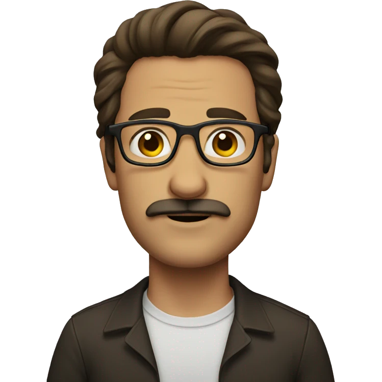 man with glasses and long brown hair and mustache  emoji