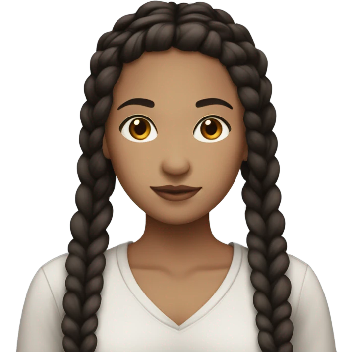 thick braid, black hair, white skin, brown eye, woman emoji