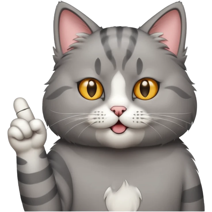 Gray cat giving middle finger emoji
