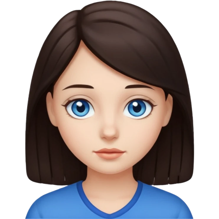 Chica pelo castaño oscuro y ojos azules emoji