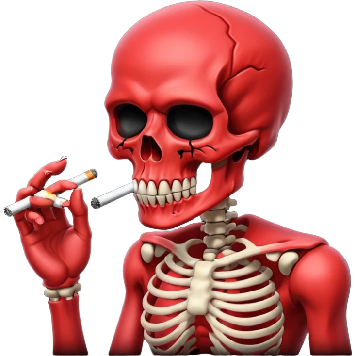 Scary red skull with body and smoking emoji