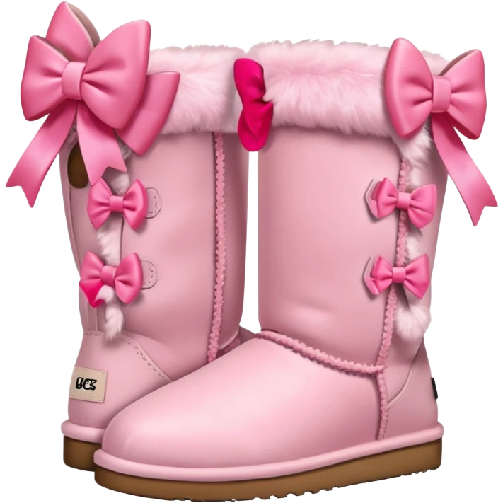 realistic pastel pink uggs with bows on the back emoji